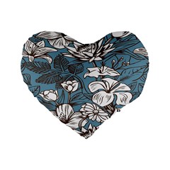 Star Flower Grey Blue Beauty Sexy Standard 16  Premium Flano Heart Shape Cushions