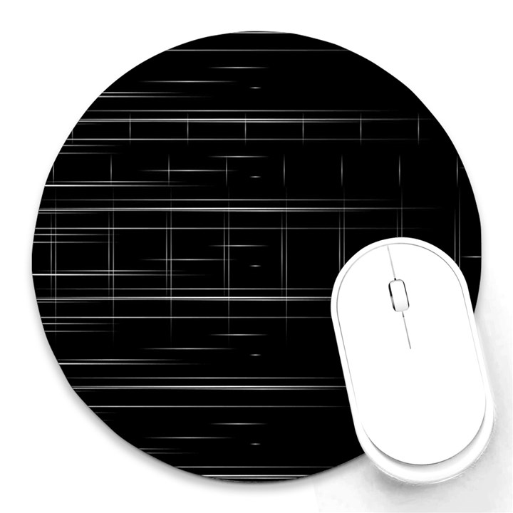 Stripes Black White Minimalist Line Round Mousepads