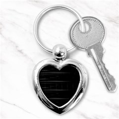 Stripes Black White Minimalist Line Key Chains (heart)  by Mariart