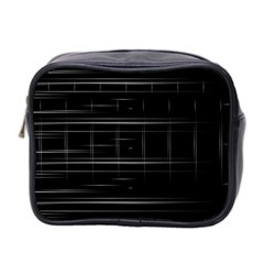 Stripes Black White Minimalist Line Mini Toiletries Bag 2-side