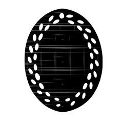 Stripes Black White Minimalist Line Ornament (oval Filigree) by Mariart