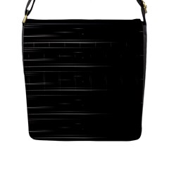 Stripes Black White Minimalist Line Flap Messenger Bag (l) 