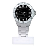 Stripes Black White Minimalist Line Plastic Nurses Watch Front