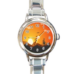 Sunset Natural Sky Round Italian Charm Watch