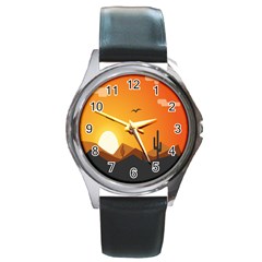 Sunset Natural Sky Round Metal Watch