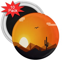 Sunset Natural Sky 3  Magnets (10 Pack) 