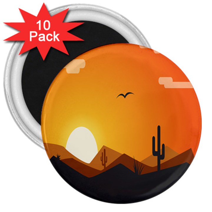 Sunset Natural Sky 3  Magnets (10 pack) 