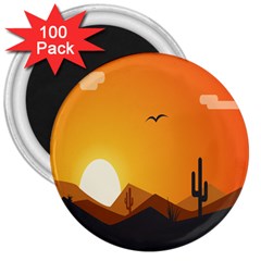 Sunset Natural Sky 3  Magnets (100 Pack) by Mariart