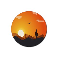 Sunset Natural Sky Rubber Coaster (round) 