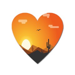 Sunset Natural Sky Heart Magnet by Mariart