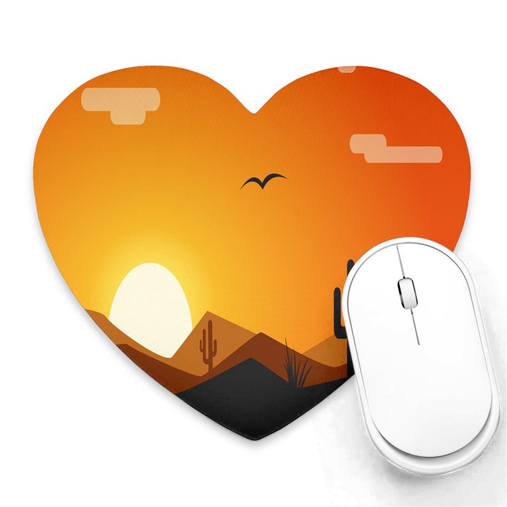 Sunset Natural Sky Heart Mousepads