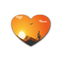 Sunset Natural Sky Heart Coaster (4 Pack) 