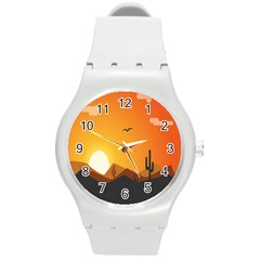 Sunset Natural Sky Round Plastic Sport Watch (m)