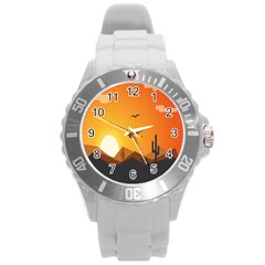 Sunset Natural Sky Round Plastic Sport Watch (l)