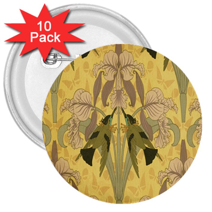 Art nouveau 3  Buttons (10 pack) 