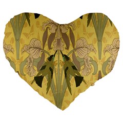 Art Nouveau Large 19  Premium Flano Heart Shape Cushions by NouveauDesign