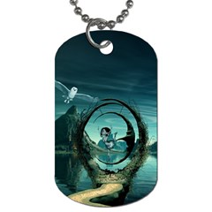 Cute Fairy Dancing On The Moon Dog Tag (one Side) by FantasyWorld7