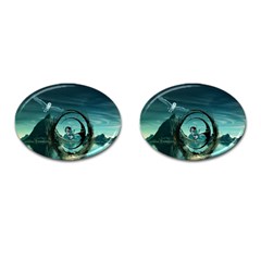 Cute Fairy Dancing On The Moon Cufflinks (oval) by FantasyWorld7