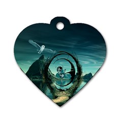 Cute Fairy Dancing On The Moon Dog Tag Heart (one Side) by FantasyWorld7