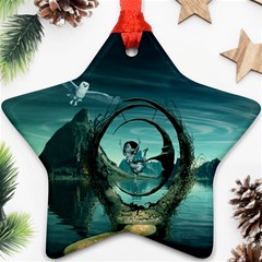 Cute Fairy Dancing On The Moon Ornament (star) by FantasyWorld7