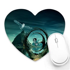 Cute Fairy Dancing On The Moon Heart Mousepads by FantasyWorld7