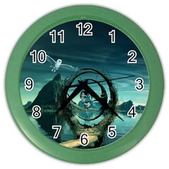 Cute Fairy Dancing On The Moon Color Wall Clocks by FantasyWorld7