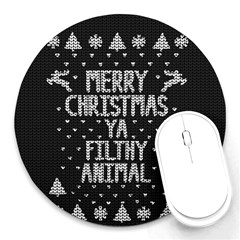 Ugly Christmas Sweater Round Mousepads by Valentinaart