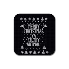 Ugly Christmas Sweater Rubber Square Coaster (4 Pack)  by Valentinaart