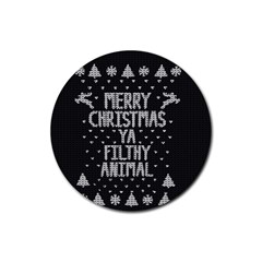 Ugly Christmas Sweater Rubber Round Coaster (4 Pack)  by Valentinaart