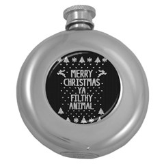 Ugly Christmas Sweater Round Hip Flask (5 Oz) by Valentinaart