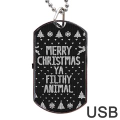 Ugly Christmas Sweater Dog Tag Usb Flash (two Sides) by Valentinaart