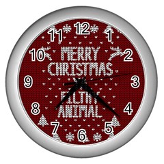 Ugly Christmas Sweater Wall Clocks (silver)  by Valentinaart