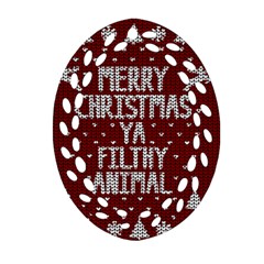 Ugly Christmas Sweater Oval Filigree Ornament (two Sides)