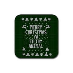 Ugly Christmas Sweater Rubber Coaster (square)  by Valentinaart