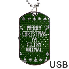 Ugly Christmas Sweater Dog Tag Usb Flash (one Side) by Valentinaart