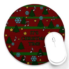 Ugly Christmas Sweater Round Mousepads by Valentinaart