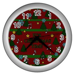 Ugly Christmas Sweater Wall Clocks (silver)  by Valentinaart