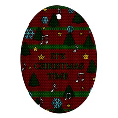 Ugly Christmas Sweater Oval Ornament (two Sides) by Valentinaart