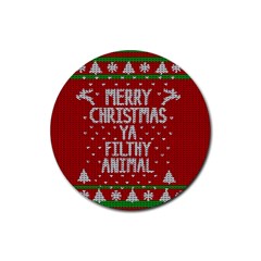 Ugly Christmas Sweater Rubber Coaster (round)  by Valentinaart