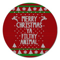 Ugly Christmas Sweater Magnet 5  (round) by Valentinaart