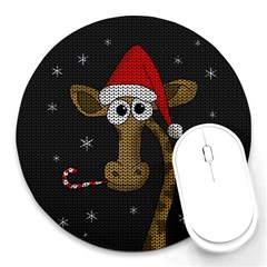 Christmas Giraffe  Round Mousepads