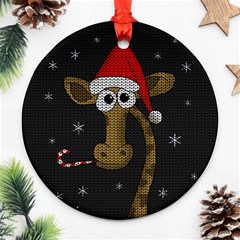 Christmas Giraffe  Ornament (Round)