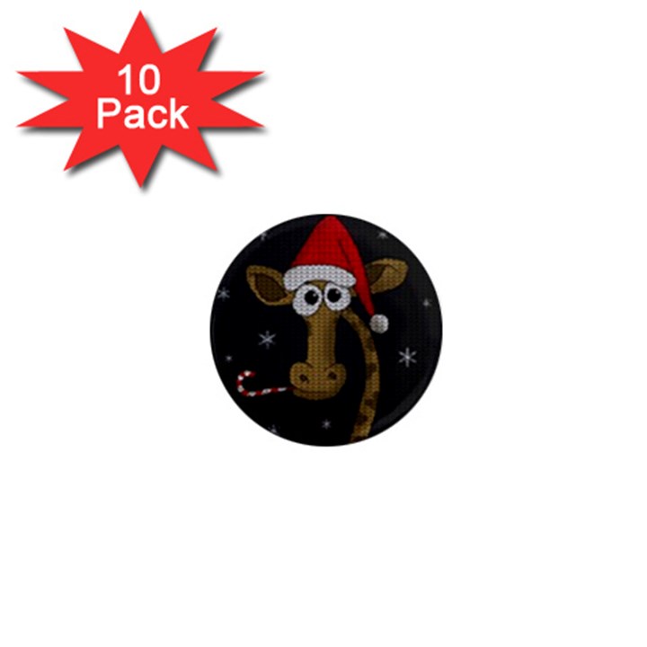 Christmas Giraffe  1  Mini Magnet (10 pack) 