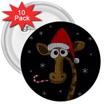 Christmas Giraffe  3  Buttons (10 pack)  Front