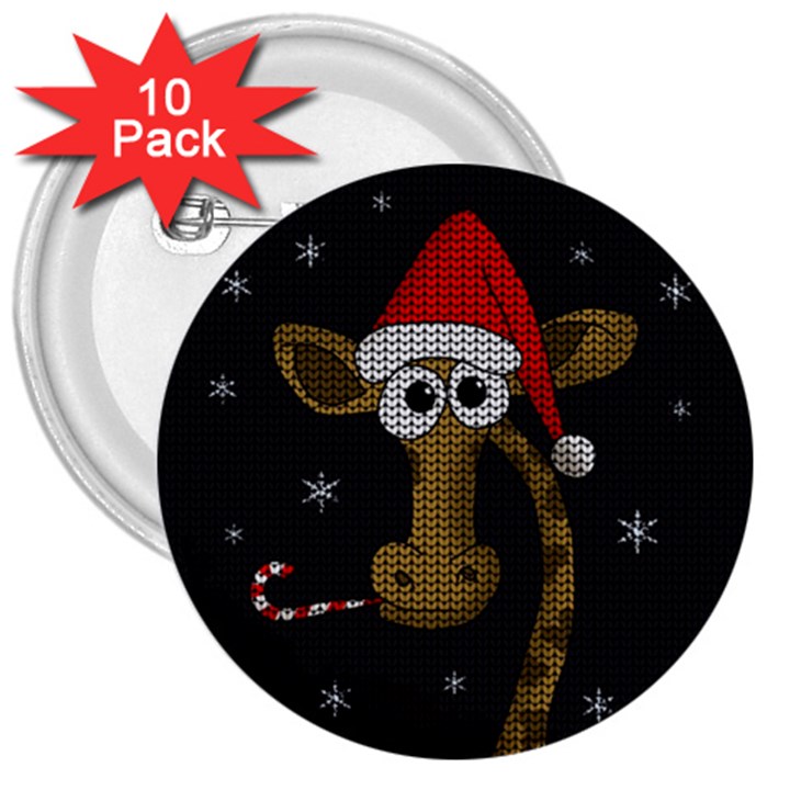 Christmas Giraffe  3  Buttons (10 pack) 