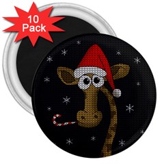 Christmas Giraffe  3  Magnets (10 Pack)  by Valentinaart