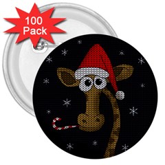 Christmas Giraffe  3  Buttons (100 Pack)  by Valentinaart