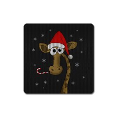 Christmas Giraffe  Square Magnet by Valentinaart