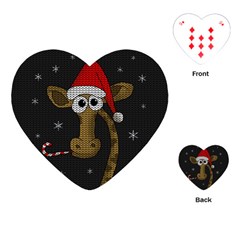 Christmas Giraffe  Playing Cards (Heart) 