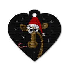 Christmas Giraffe  Dog Tag Heart (One Side)